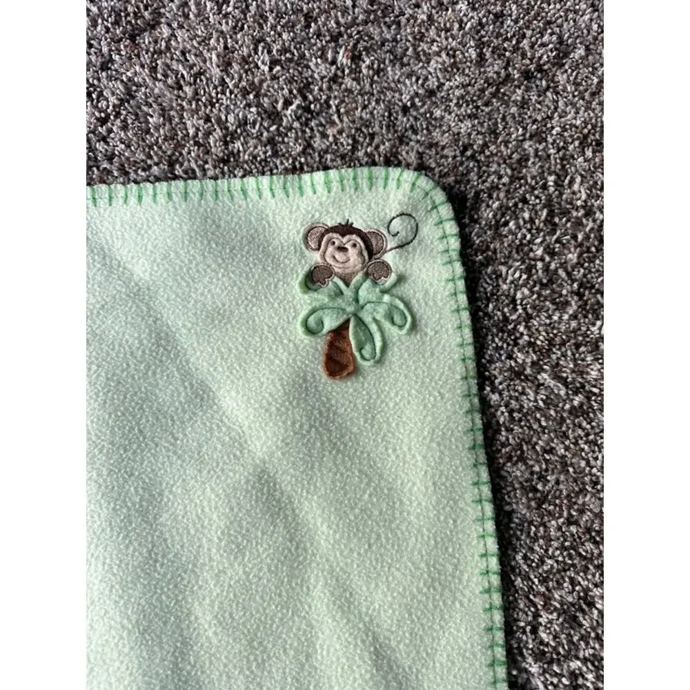 Parents Choice green fleece monkey blanket